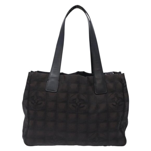 CHANEL New Travel Line Tote Bag Nylon Dark Brown Black CC Auth - Picture 2 of 16